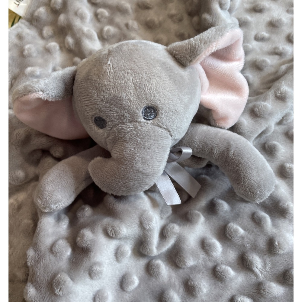 Crevent Baby Security Blanket Gray Elephant‎ Minky Dot Lovey Plush 12 Inch